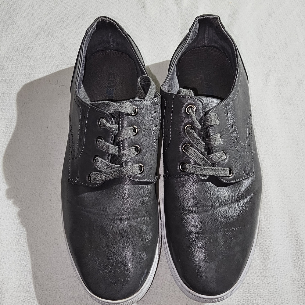 Elegant Gray Leather Men's Oxfords